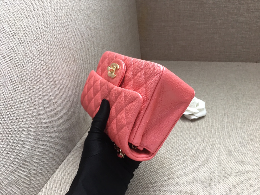 Small Classic Flap Caviar Bag A01116 Rose Pink/Gold